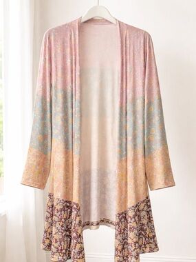 Boho Floral Kimono Cardigan 4XL Plus Size Duster Lightweight Layering Piece